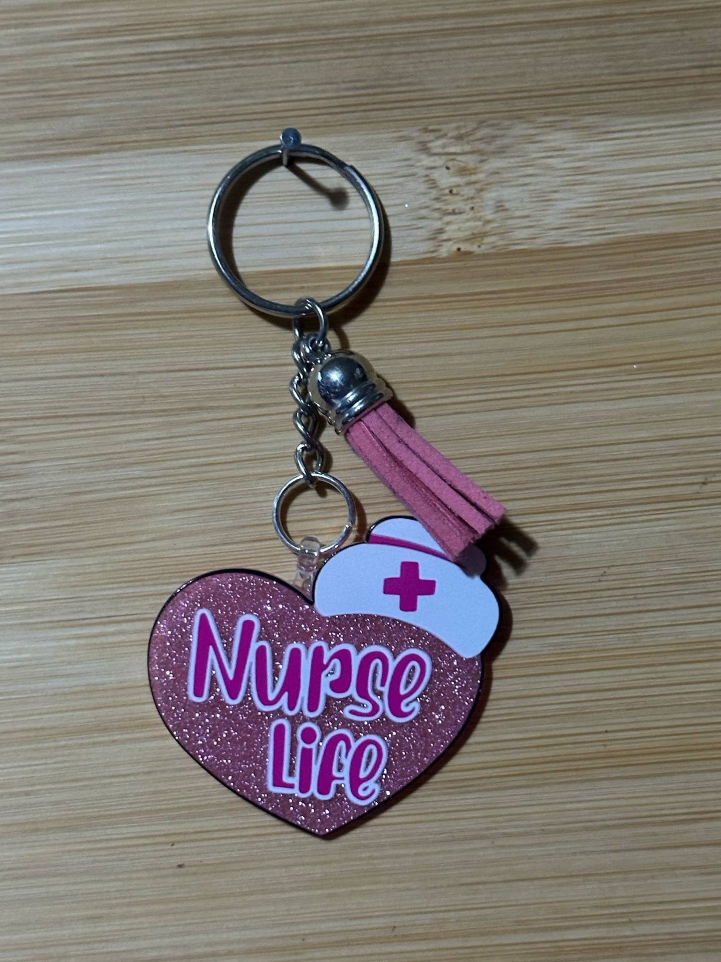 Nurse Life pink heart - Keychain