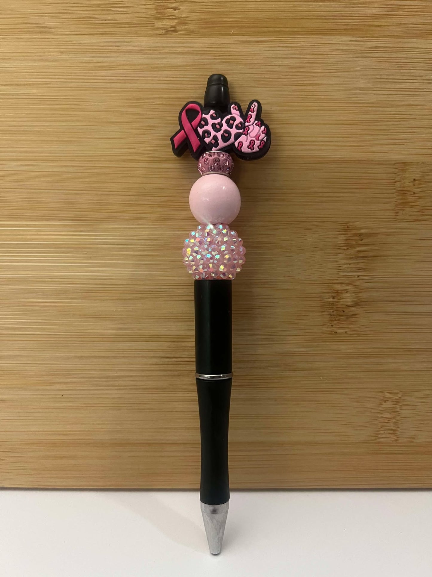 Pink ribbon, love, peace black - Pen