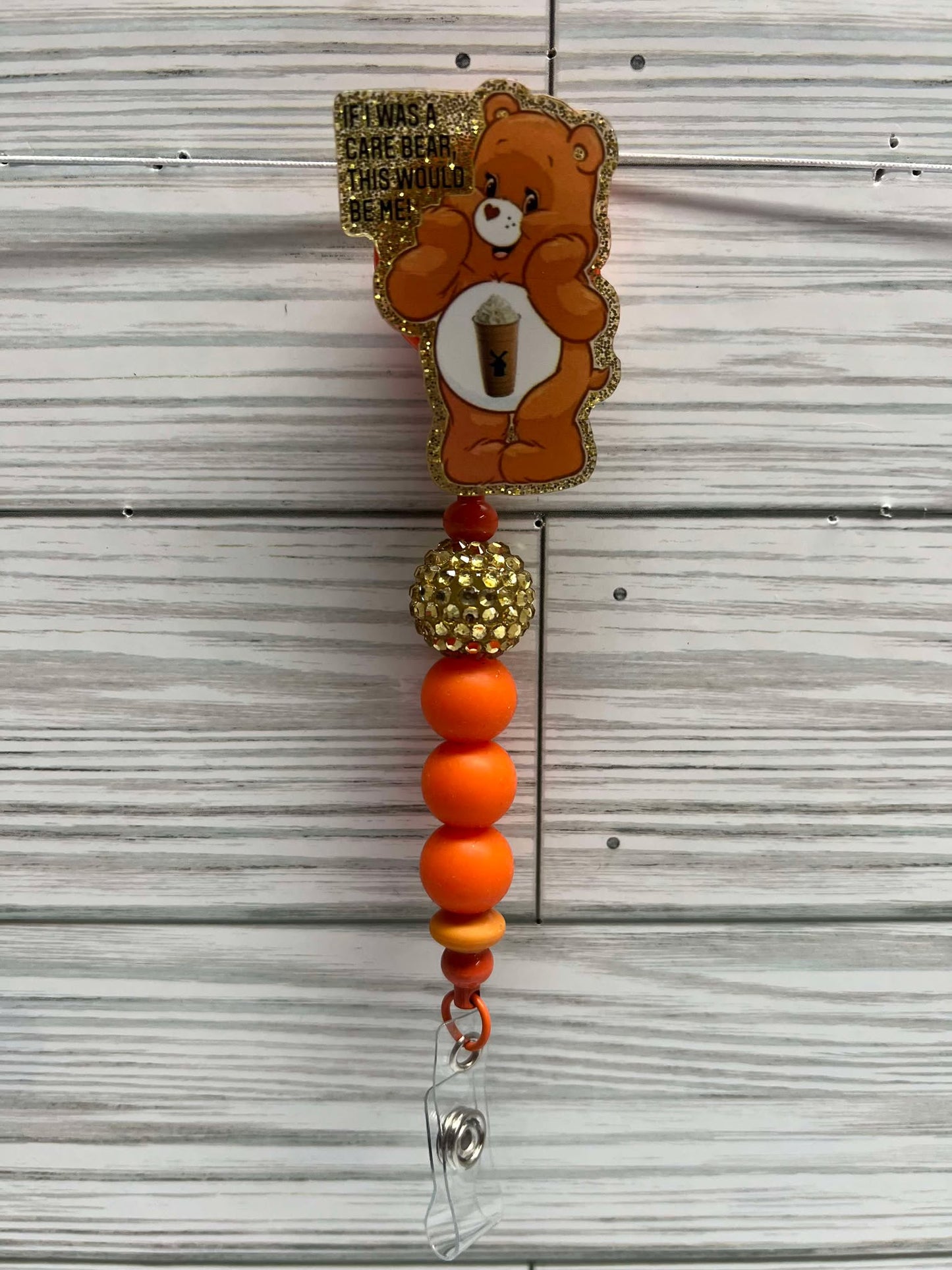 Swear Bear Orange - If I was a care bear this would be me - Badge Reel
