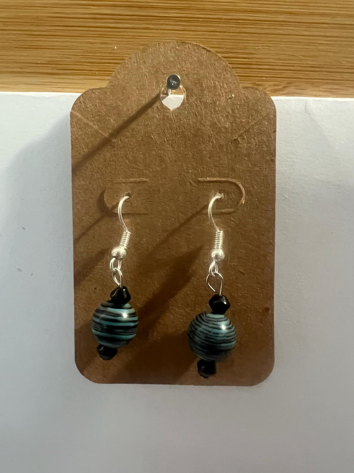 Dangle Earrings Teal and Black