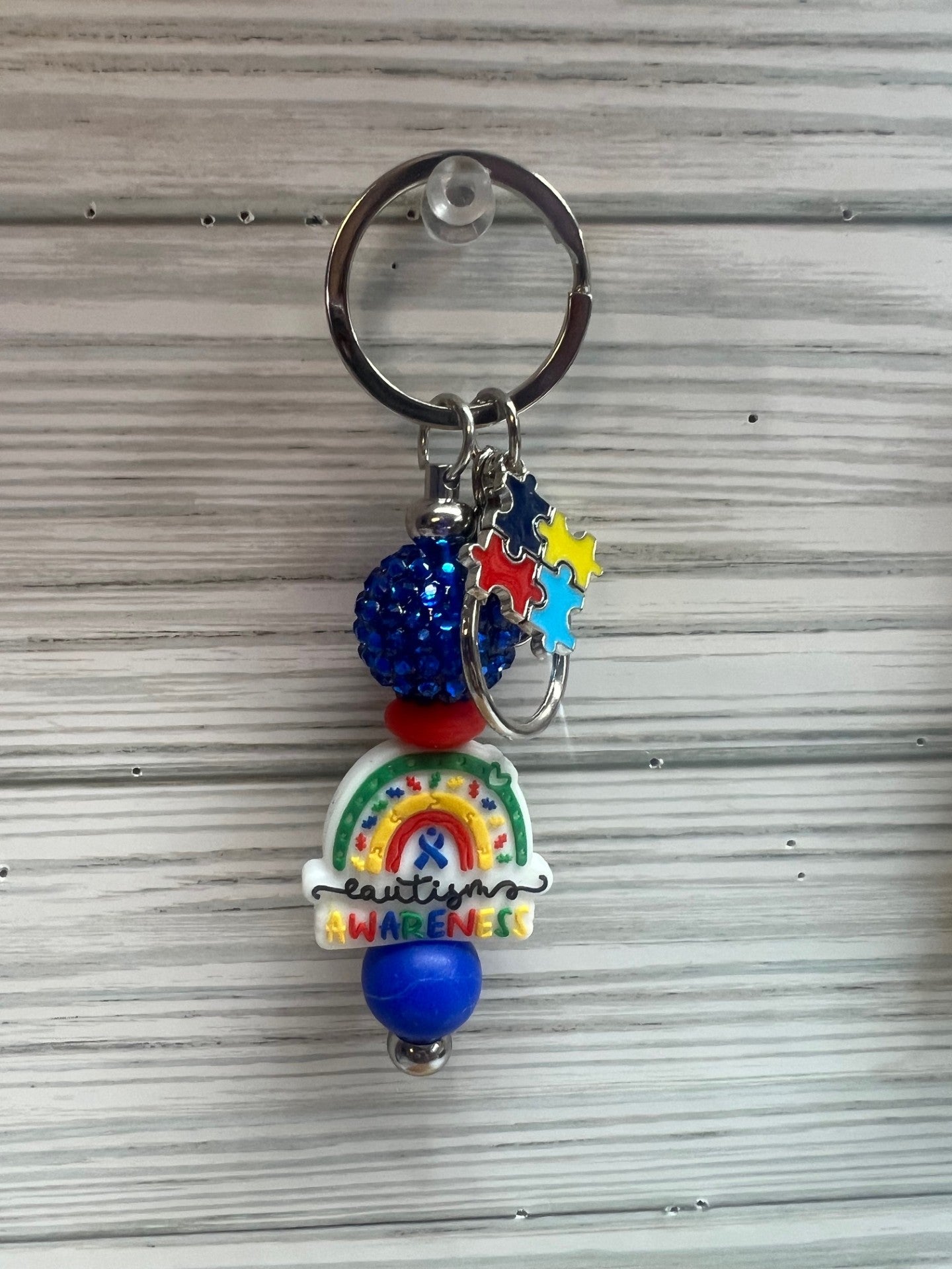 Autism Awareness Beaded Keychain