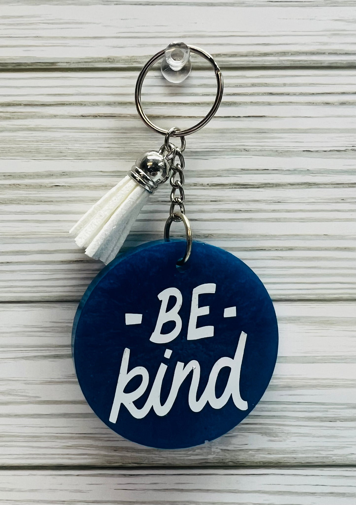 Dark Blue "Be Kind" Resin Keychain