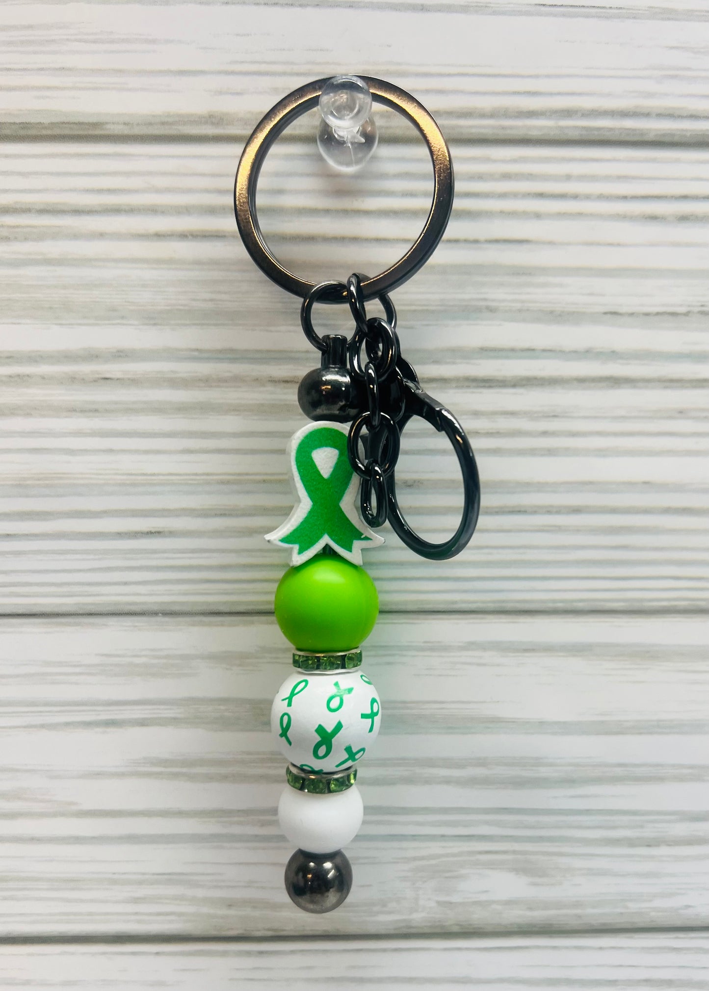 Mental Health Awareness Ribbon Beaded Keychain