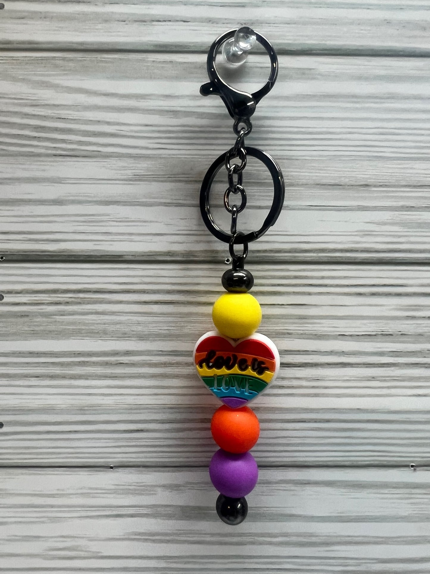 Love is Love Beaded Keychain