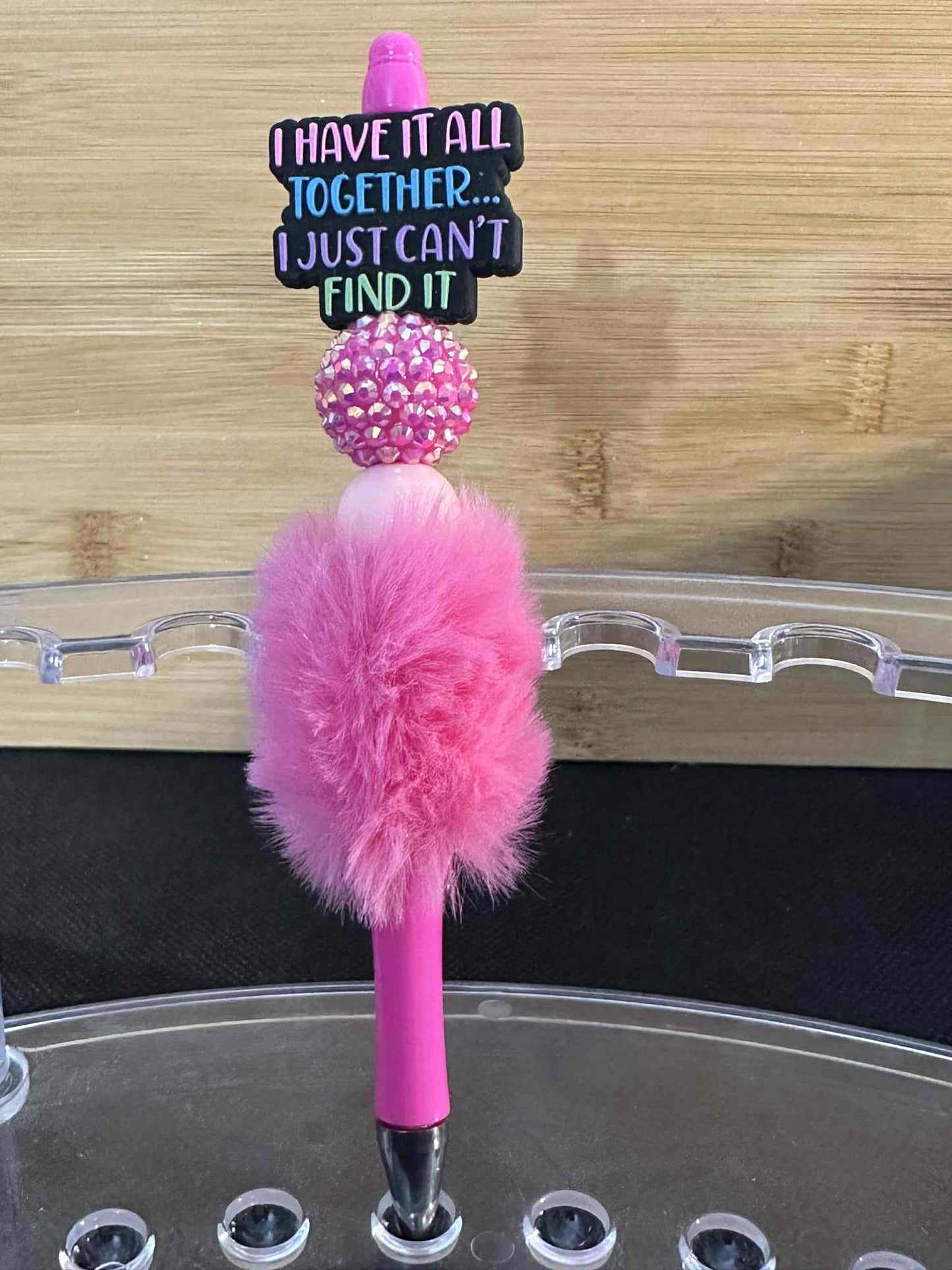 I have it all together, I just can't find it Pink - Beaded Fluffy Pen