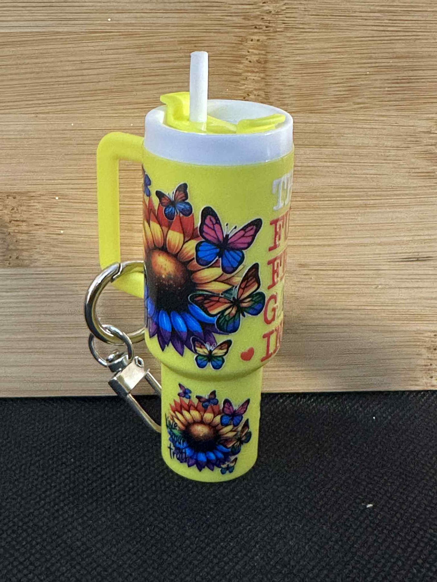 Mini Tumbler lip balm holder key chain - yellow pride