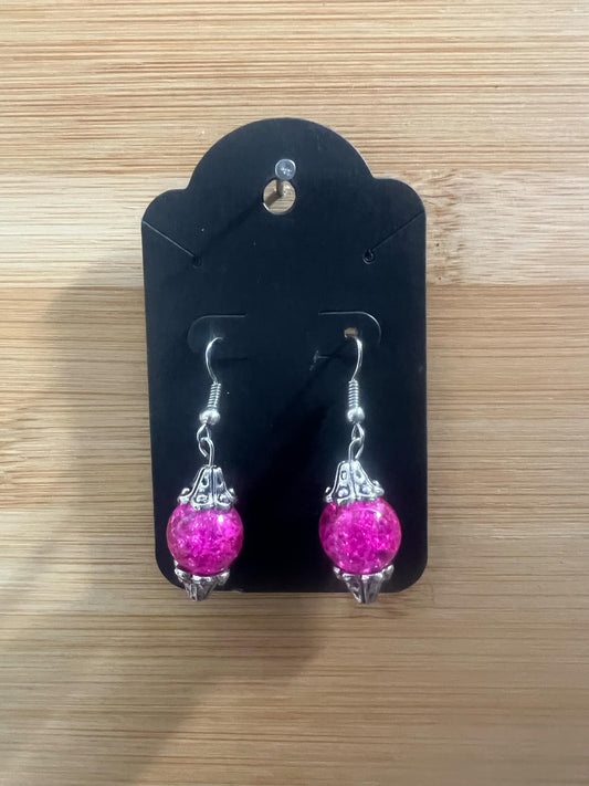 Dangle Earrings Pink and silver