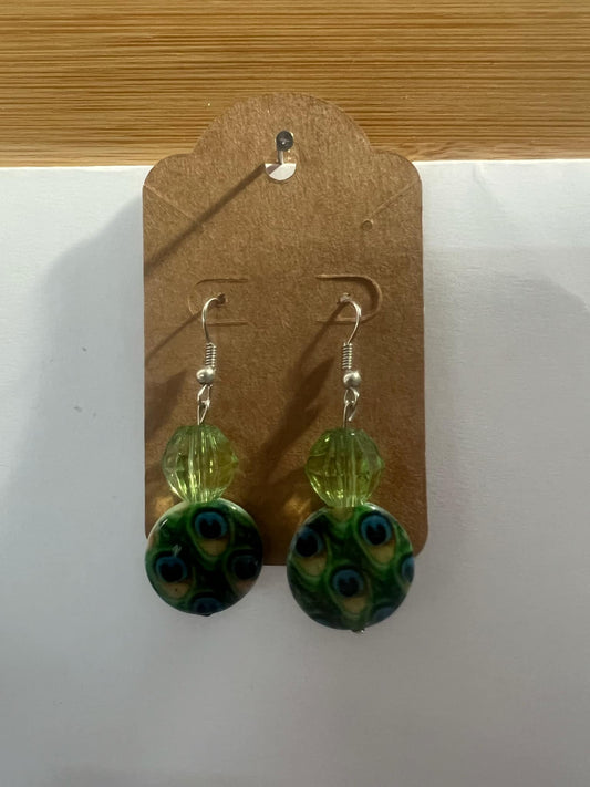 Dangle Earrings Peacock Green