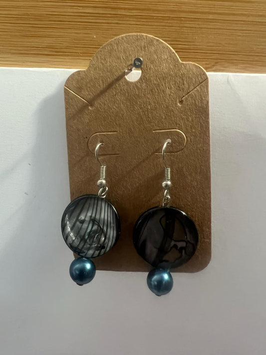 Dangle Earrings Teal and black