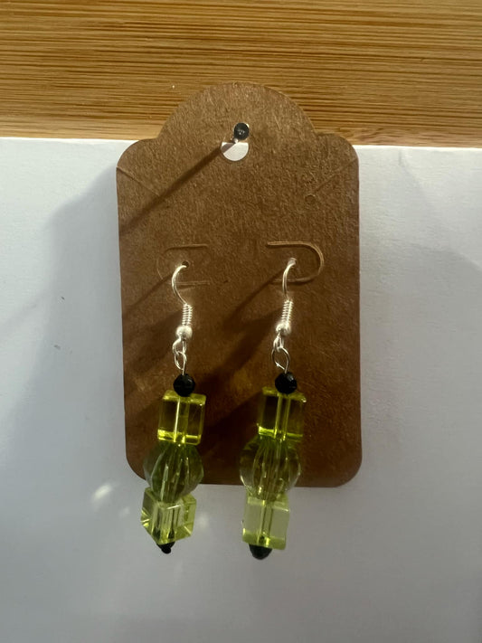 Dangle Earrings Green and Black