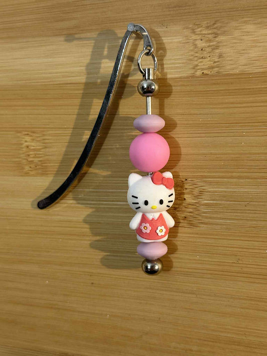 Pink Kitty Beaded Book Mark