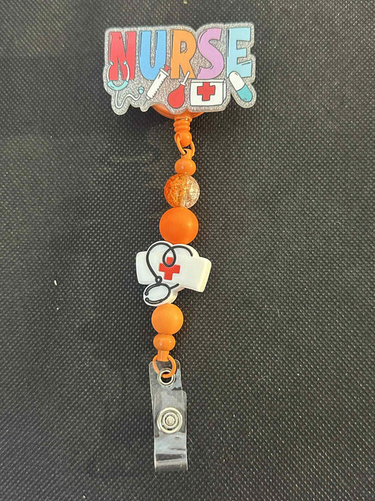 Orange Nurse Badge Reel