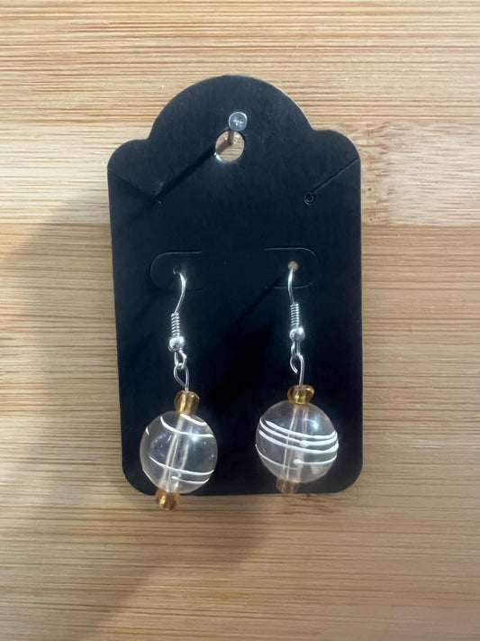 Dangle Earrings Clear and white