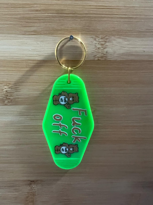 Hotel Keychain F*ck off Purple Bear
