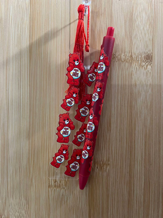 Swear Bears Red "Wish a b!tch would"  - Bookmark/pen set