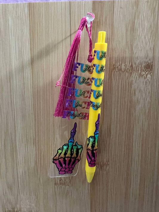 F*ck You yellow -  - Bookmark/pen set