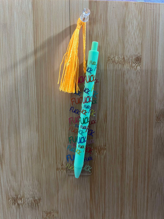 F*ck teal  - Bookmark/pen set