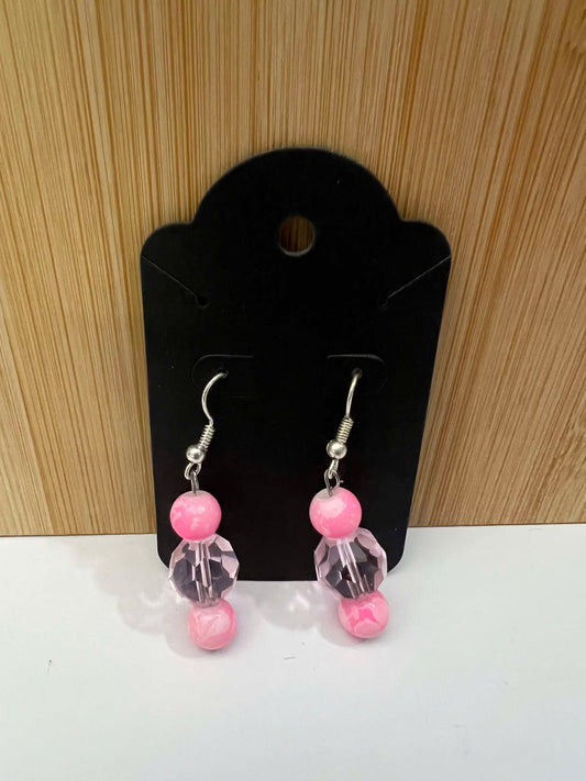 Pink beaded dangling earrings