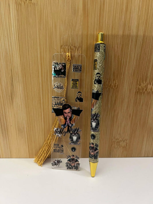 Singer gold glitter -  - Bookmark/pen set
