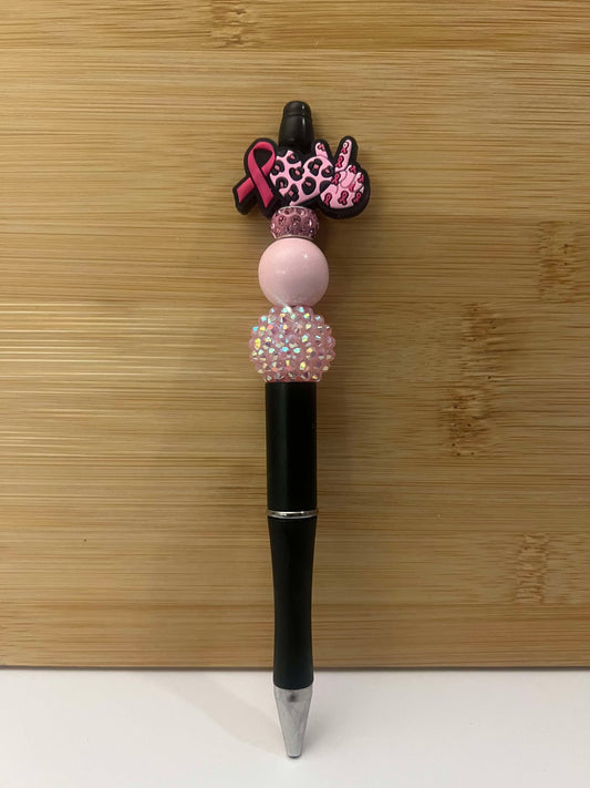 Pink ribbon, love, peace black - Pen