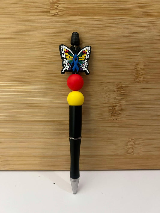 Rainbow Mosaic Butterfly, black. - Pen