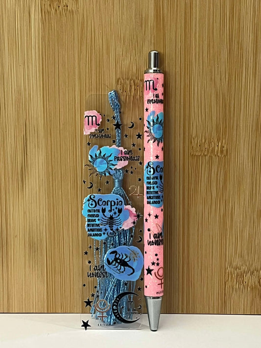 Scorpio Pink  - Bookmark/pen set