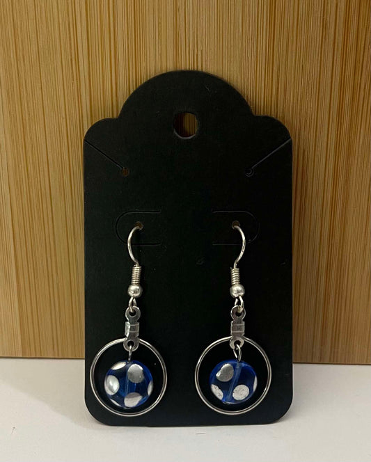 Blue and silver dangling earrings