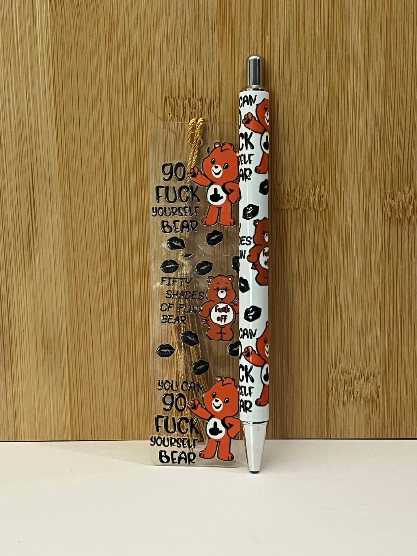 Swear Bear - Go F yourself bear  - Bookmark/pen set