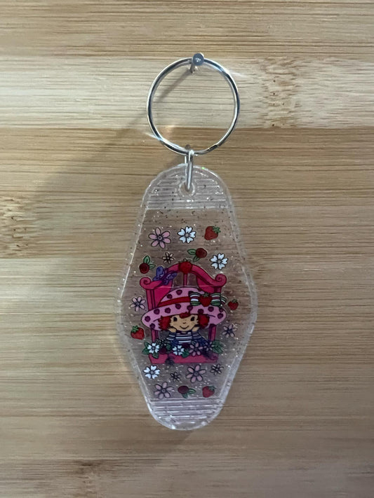 Pink strawberry girl Hotel keychain