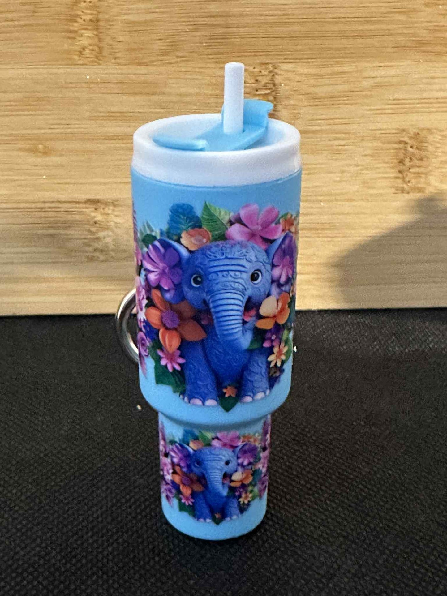 Mini Tumbler lip balm holder key chain - Blue Elephant