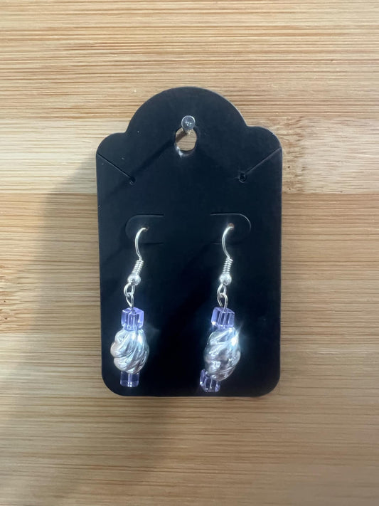 Dangle Earrings Silver and purple