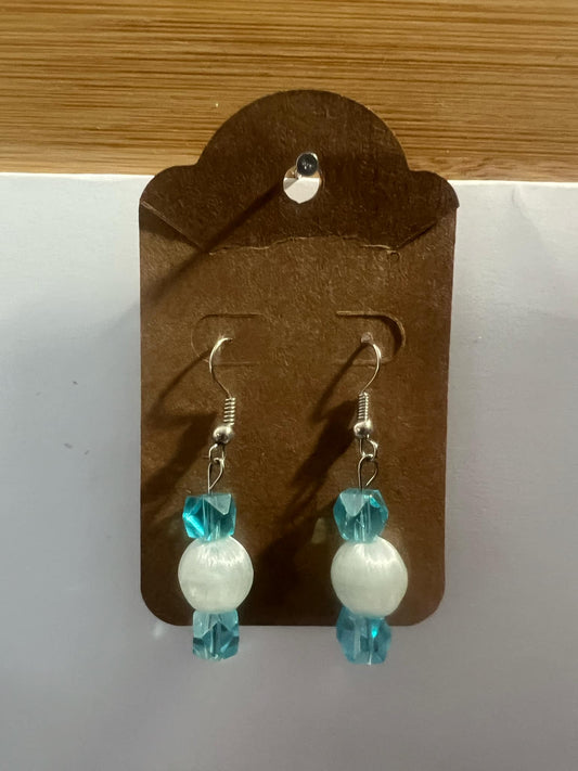 Dangle Earrings white and teal