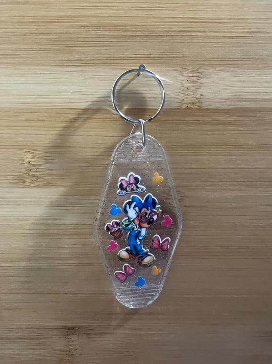 Hotel Pink mouse keychain