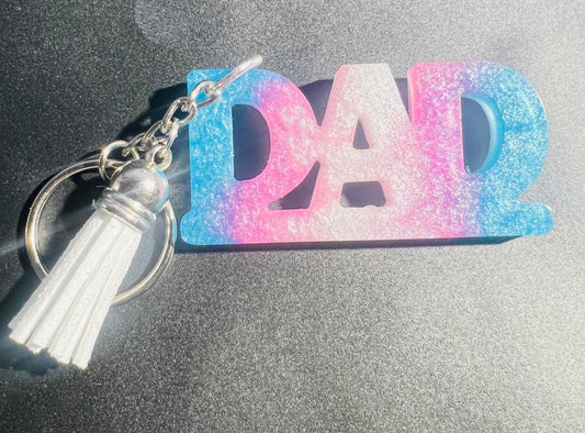 Transgender Inspired Resin "Dad"  Keychain