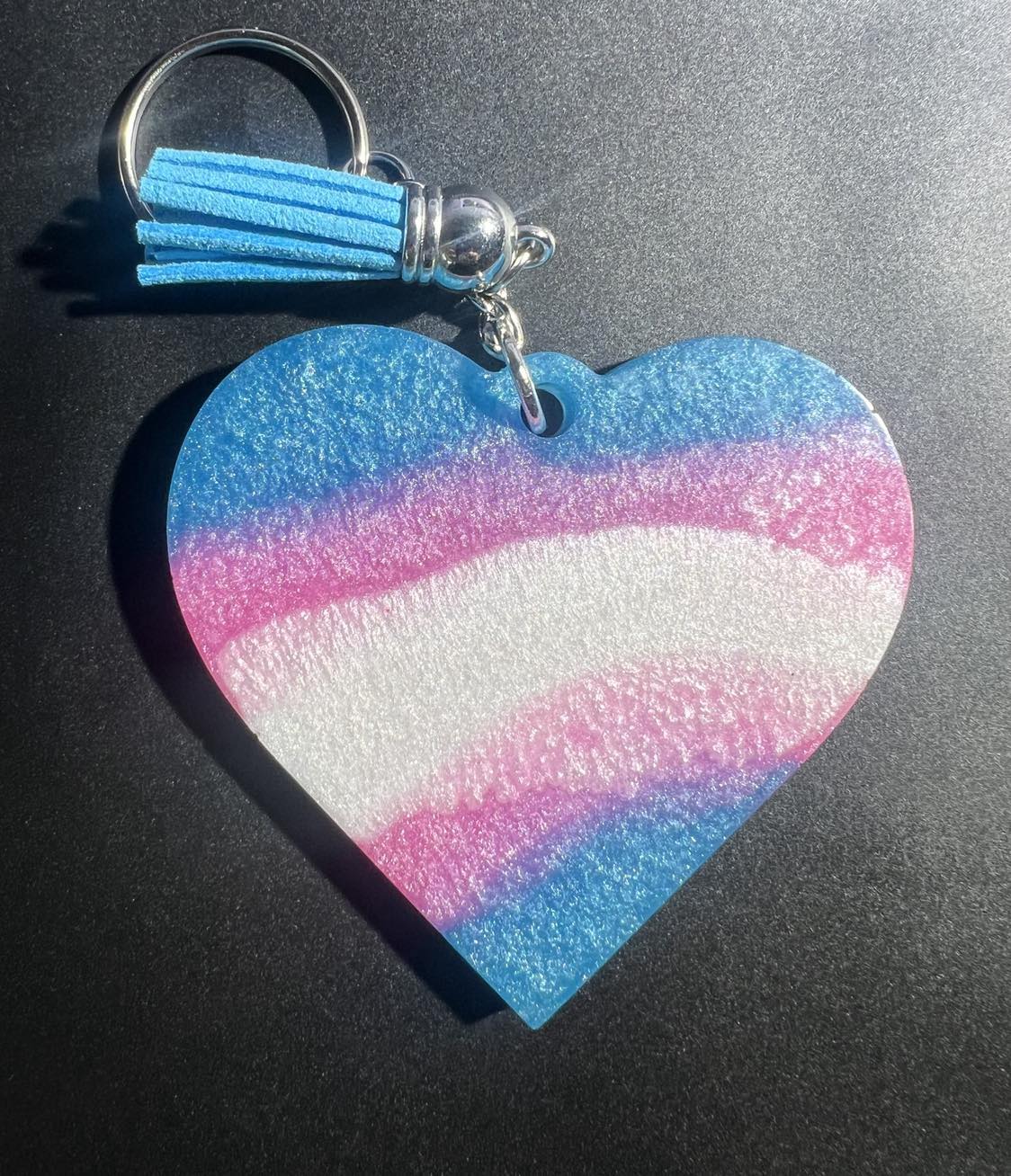 Transgender Inspired Resin Heart Keychain