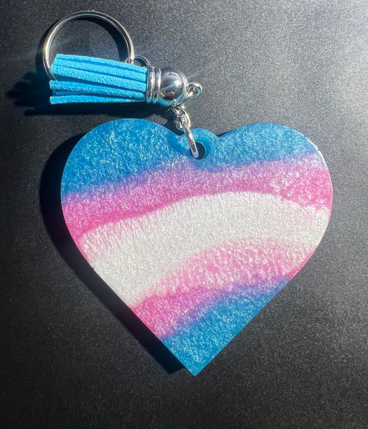 Transgender Inspired Resin Heart Keychain