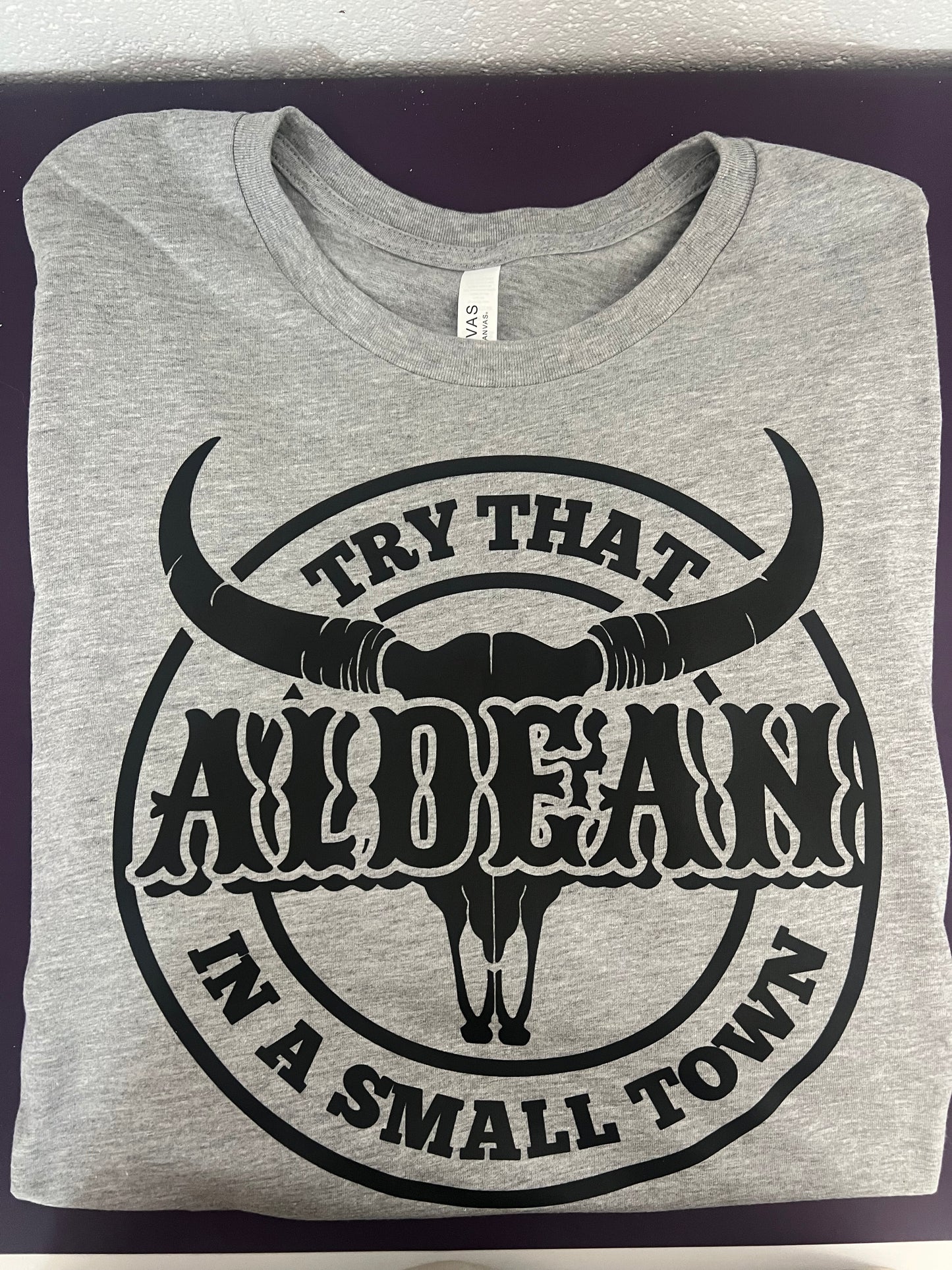 Aldean "Try That is a Small Town" Heather Grey Tee