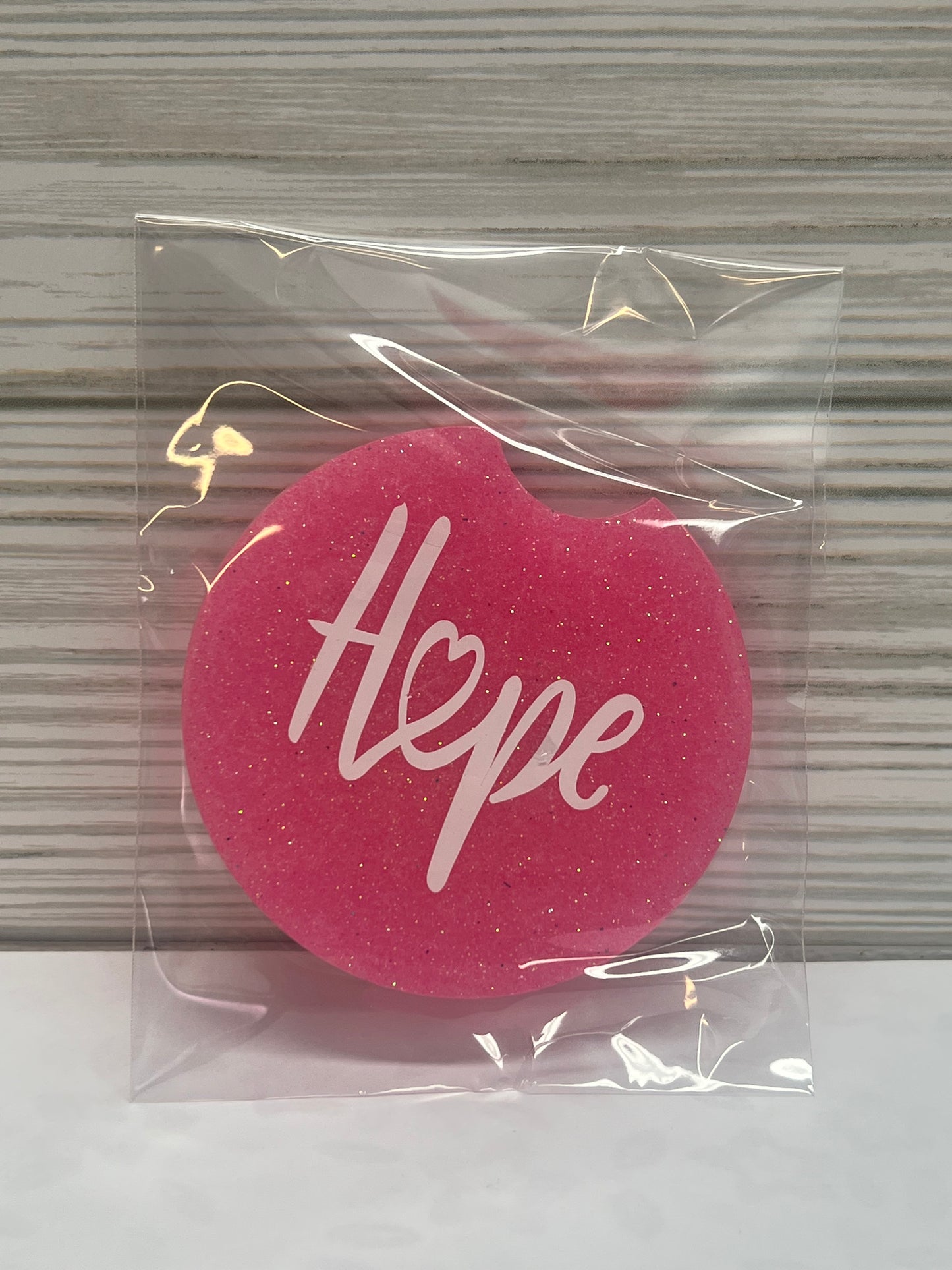 Pink "Hope" Resin Car Coaster