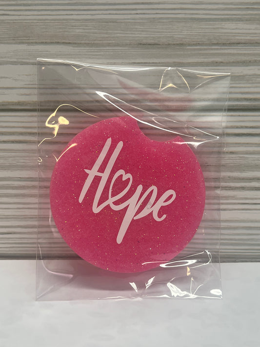 Pink "Hope" Resin Car Coaster