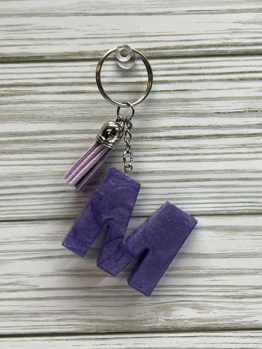 Purple "M" Resin Keychain