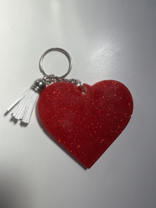 Large Glitter Heart Keychain