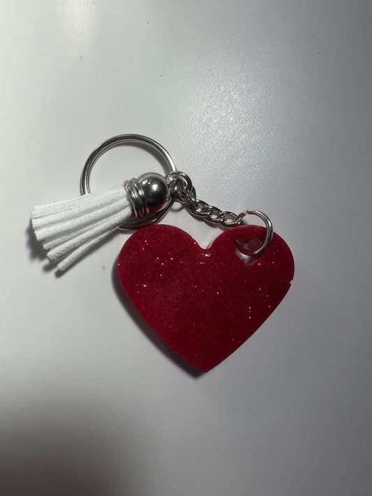 Mini Glitter Heart Keychain