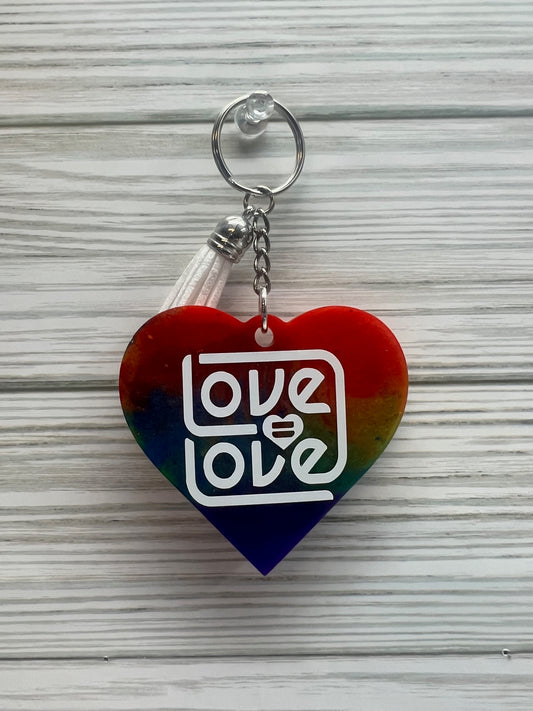 Resin Heart Love i = Love Keychain