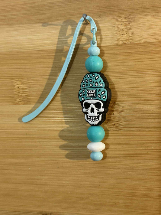 Teal Skull Beaded Book Mark