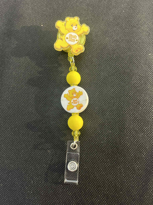 Yellow Swear Bear Badge Reel