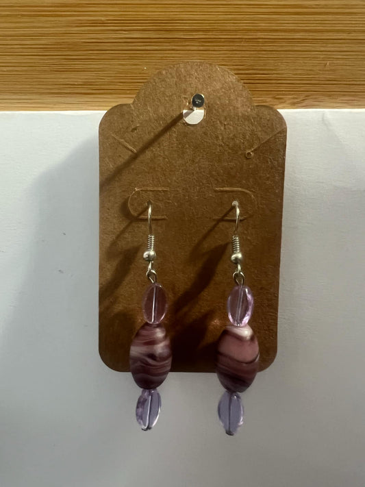 Dangle Earrings Purple swirl