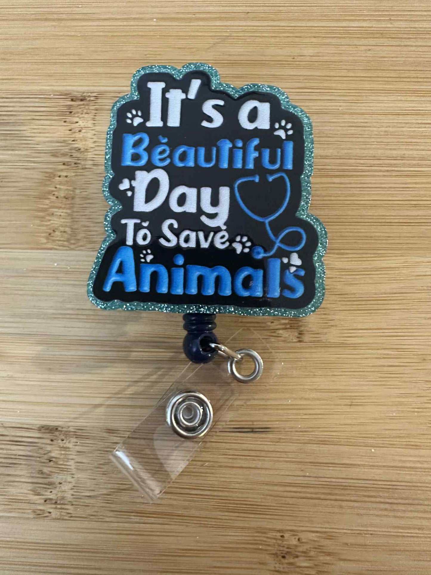 Acrylic Badge Reel - save animals