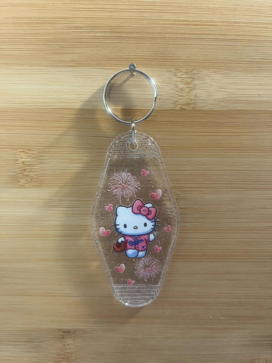 Pink kitty Hotel keychain
