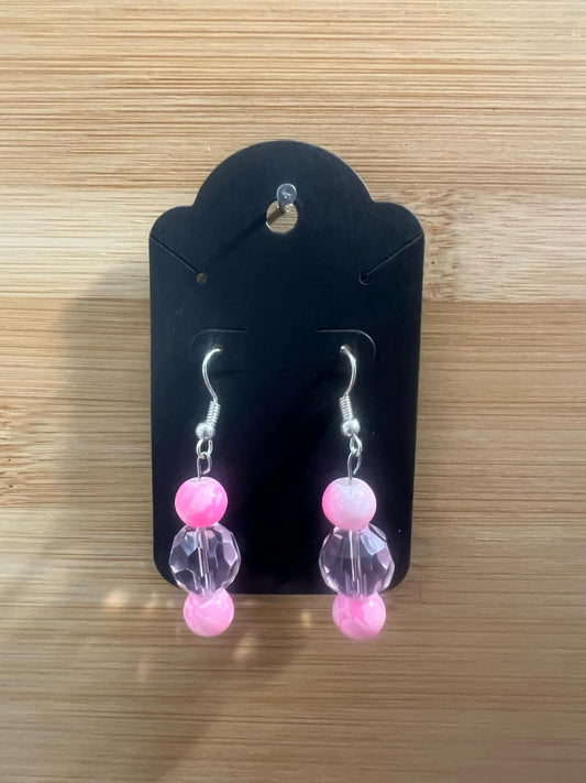 Dangle Earrings Pink and clear